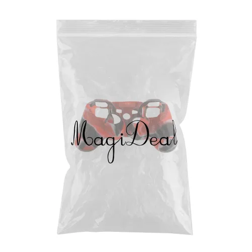 Vista 2 de LNIMI Skin Cover Protective Silicone Case for PS2 PS3 Controller - Black+red