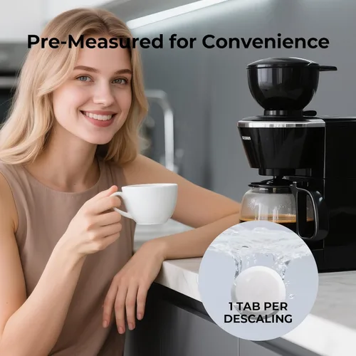 Vista 5 de Limpiador de cafetera (36 unidades), limpiador y descalcificador para cafetera, descalcificadores, pestañas descalcificadoras para máquina de café