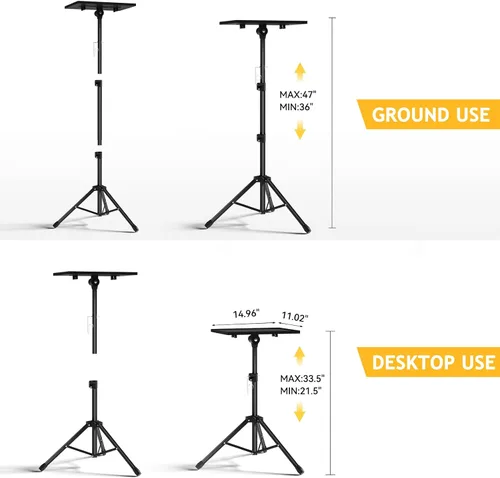 Vista 5 de Facilife Trípode para proyector, trípode para laptop, altura ajustable, de 22 a 47 pulgadas, soporte de trípode para proyector, trípode