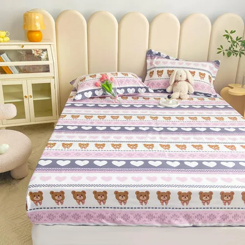 Vista 10 de Sábana bajera tamaño individual suave y acogedora, de algodón lavado, de algodón cepillado, para dormitorio de niños y niñas, funda de almohada