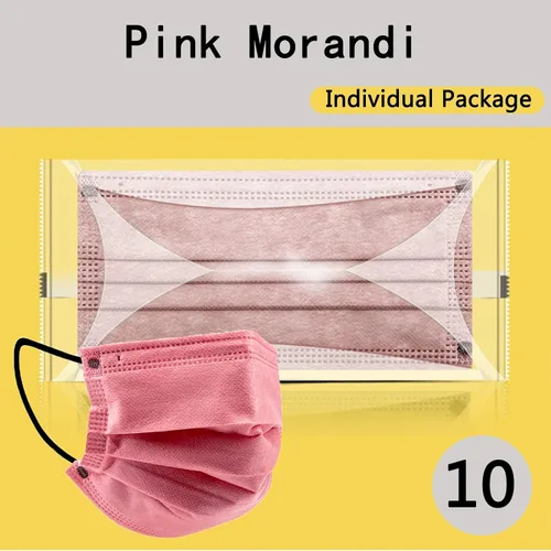 Vista 5 de Cubrebocas envueltos individualmente, mascarillas desechables para adultos y niños, paquete de 50 unidades, 3 capas, Morandi, transpirable, colorido