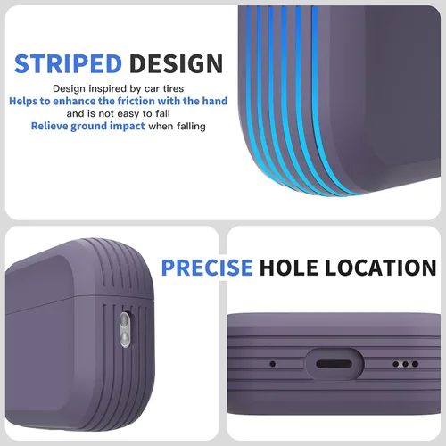 Vista 2 de Funda resistente para AirPods Pro 2, a prueba de golpes, funda protectora para Apple AirPods Pro de 2ª generación, lanzada en 2022 (morado profundo)