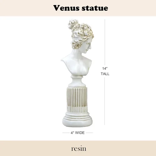 Vista 2 de Estatua de la diosa griega de 14 pulgadas, escultura de busto de Venus/Afrodita de resina, arte de cabeza de mitología romana para sala de estar