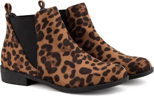 Vista 3 de MaxMuxun - Botas Chelsea de gamuza sintética de caña baja sin tacón para mujer, clásicos y cómodos