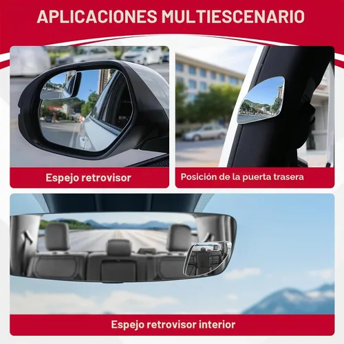 Vista 6 de LivTee Espejo de punto ciego para vehículo, con forma de ventilador asimétrico, vidrio HD sin marco, espejo retrovisor convexo con gran ángulo En