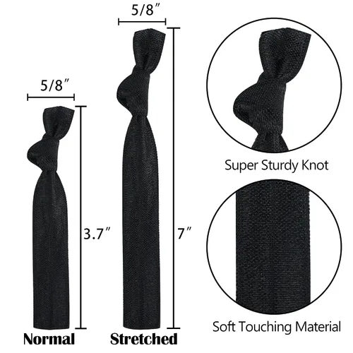 Vista 3 de MEEDEE Paquete de 100 lazos para el cabello, color negro, sin pliegues, nudos suaves para mujeres, sin daño, adecuado para colas de caballo, yoga