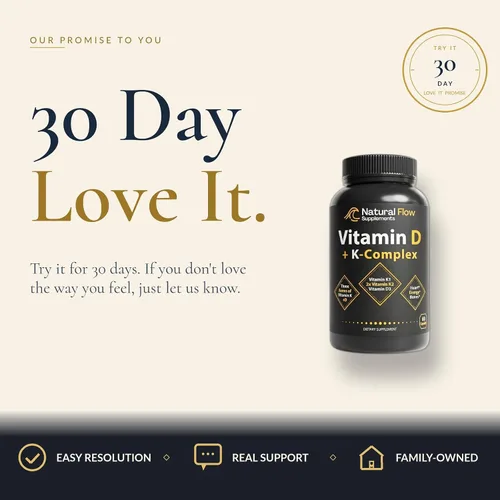 Vista 6 de Vitamina D3 de flujo natural con complejo K2 - 5,000 UI D3 + Complejo K completo (K1, MK-4, MK-7) + FOS - Apoyo óseo, corazón e inmunológico