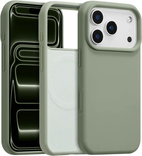 Vista 318 de Funda magnética de silicona para iPhone 13 Pro, color blanco antiguo [Compatible con Magsafe] [Forro de microfibra suave antiarañazos], funda