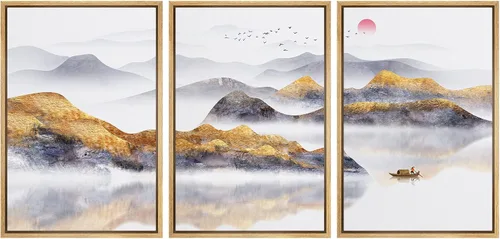 Vista 96 de NWT Lienzo enmarcado para pared, juego de arte en acuarela pastel, bosque de montaña oscura, naturaleza silvestre, ilustraciones de arte moderno