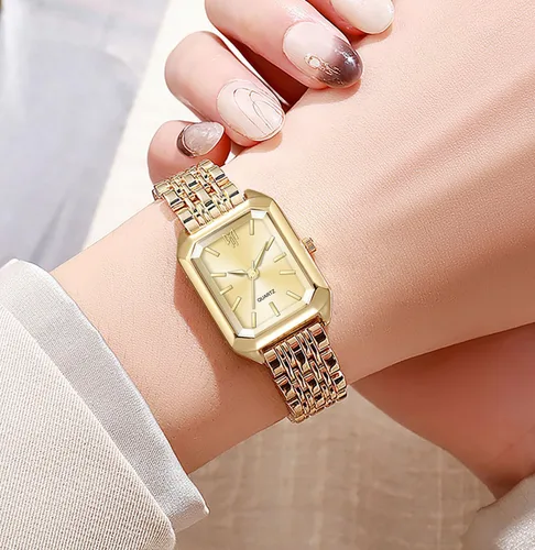 Vista 2 de BESTKANG Relojes para mujer, relojes de pulsera de acero con correa de acero, reloj de pulsera de cuarzo cuadrado simple de moda casual