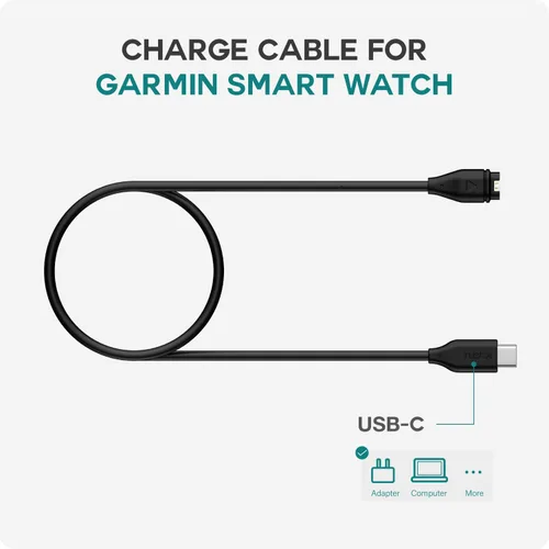 Vista 2 de TUSITA Cable de carga/datos de enchufe USB-C compatible con Garmin Watch, 1M, paquete de 2