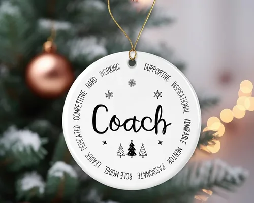 Vista 2 de Adorno descriptivo de entrenador – Adorno de Navidad Best Ever – Regalo de recuerdo de Navidad de un colega – Nuevo regalo de adorno – Regalo