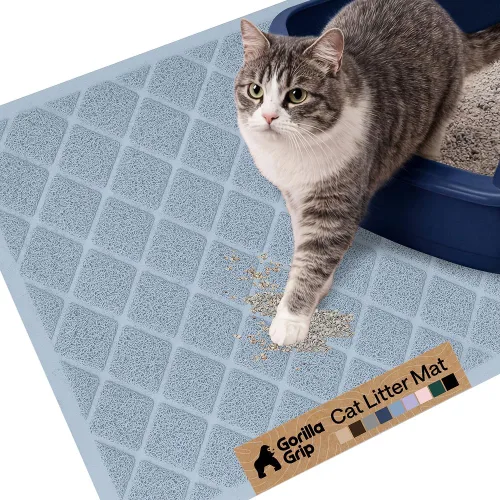 Vista 11 de GORILLA GRIP Tapete para caja de arena para gatos, resistente al agua, respaldo texturizado, fácil de limpiar, menos residuos y suelos limpios, 17 x