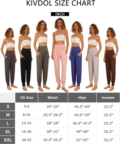 Vista 7 de Kivdol Paquete de 3 pantalones de yoga cómodos para mujer, holgados, de cintura alta, pantalones de entrenamiento cómodos con bolsillos
