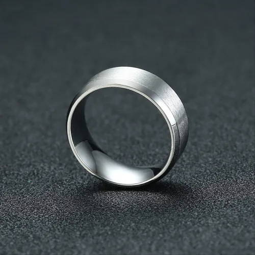 Vista 8 de Anillo básico mate cepillado para hombre de 0.157 in, 0.236 in, 0.315 in, 0.394 in, anillos de acero inoxidable negroazulplateado para hombres