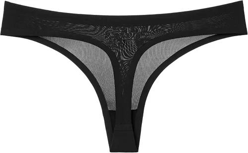 Vista 5 de Justgoo Tangas sexys para mujer ropa interior sin reflejos pantalones de cintura baja pantalones con espalda en T paquete de 6
