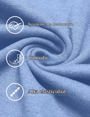 Vista 4 de COOFANDY Suéter sin mangas para hombre, chaleco con cuello en V, jersey de algodón sólido Azul claro