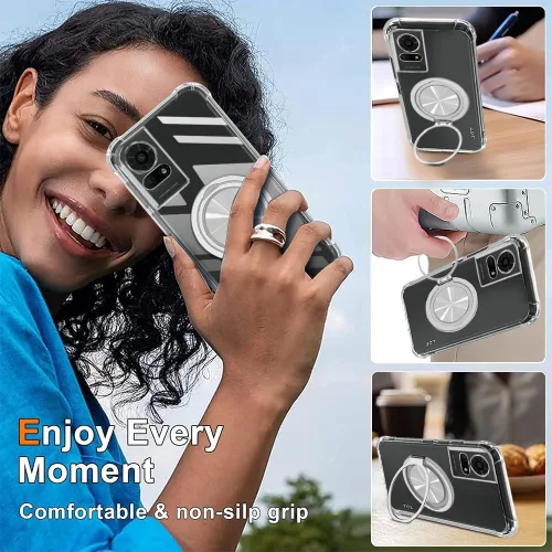 Vista 4 de Funda de teléfono para TCL K24/K23/TCL 50LE 50 LE 5G 2024 con protector de pantalla giratorio de 360° con soporte de anillo [no amarillento] Funda