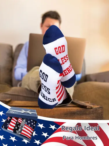 Vista 2 de Halfchet 5 pares de calcetines de bandera estadounidense para hombre