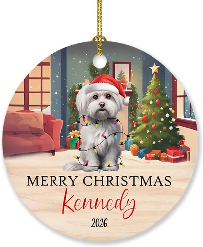 Vista 24 de Adorno personalizado de caniche negro, regalo para perro, mamá, perro, papá, adorno de Navidad único de perro caniche negro 2025, adorno de caniche