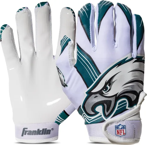 Vista 15 de Franklin Sports - Guantes de receptor de fútbol americano juvenil de la NFL, par de guantes de fútbol para niños con logotipos de equipos de la NFL