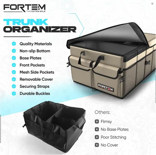 Vista 7 de FORTEM Organizador de maletero para SUV, organizador de maletero de automóvil, almacenamiento plegable, accesorios de coche para mujeres y hombres