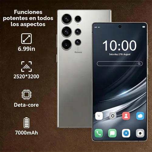 Vista 2 de Teléfonos desbloqueados C25U 5G 256GB+8GB Android 15 Smartphone Gris