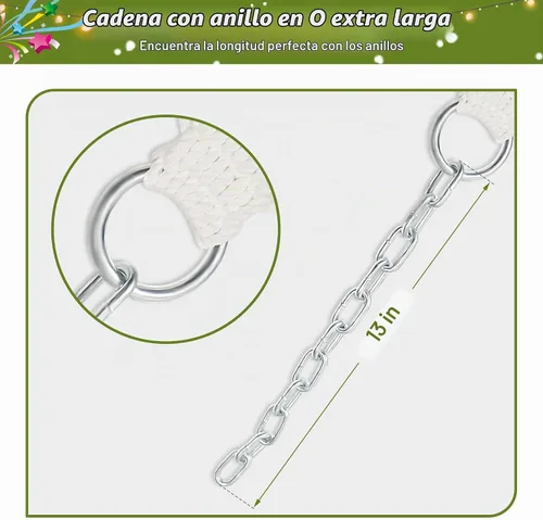 Vista 5 de Hamaca doble, hamaca de tela acolchada de 11 pies para 2 personas para exteriores con almohada, barra separadora curvada plegable, cadenas, bolsa