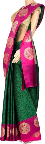 Vista 2 de Chandrakala Women's Indian Ethnic Banarasi Saree with Unstitched Blousepiece(1308)