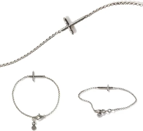 Vista 2 de John Hardy Classic Chain Collection - Pulsera de cruz, mini Rolo de plata de ley 925 de 0.079 in