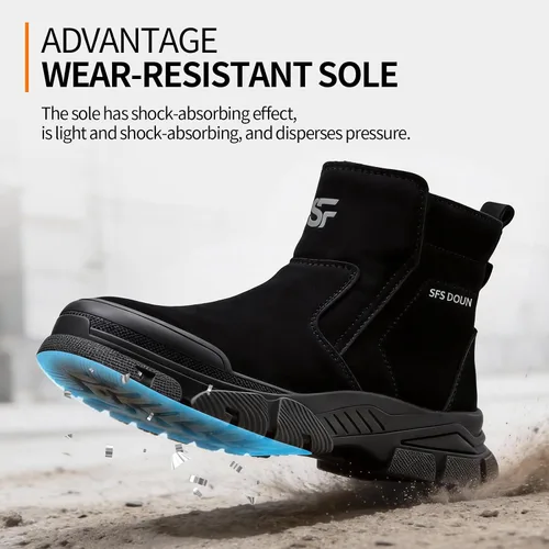 Vista 5 de Botas de trabajo para hombre, botas de soldadura sin cordones para hombres, botas de punta de acero indestructibles, zapatos de punta de acero