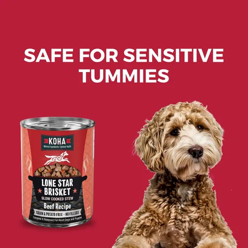 Vista 3 de KOHA Lone Star - Estofado de pechuga para perros con carne de res, fabricado en los Estados Unidos
