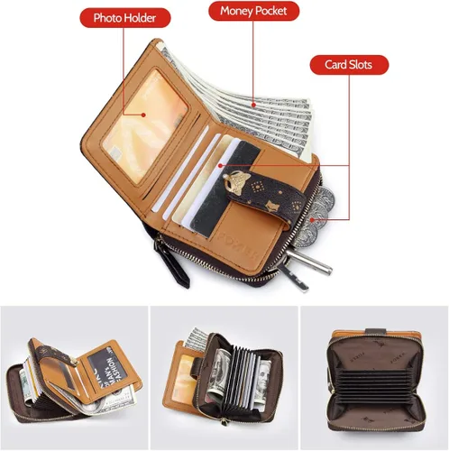 Vista 3 de FOXER Carteras pequeñas para mujer monederos con cremallera para tarjetas de crédito Classic