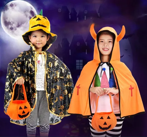 Vista 6 de Bolsas de dulces de calabaza de Halloween para niños, truco o trato, cubos de calabaza no tejidos, bolsas de truco o trato, bolsa para niños