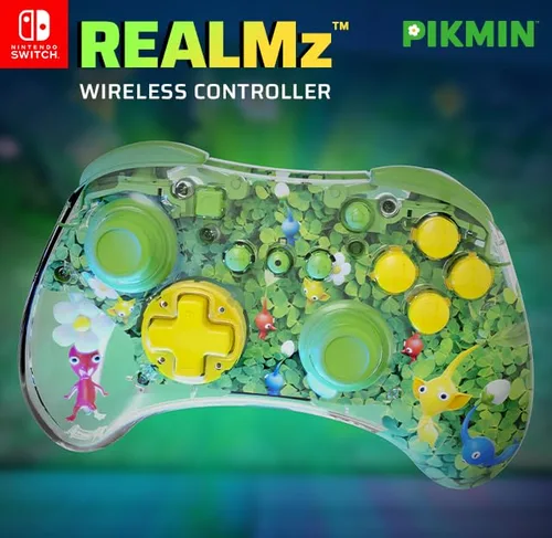 Vista 9 de PDP REALMz Wireless Controller for Nintendo SwitchOLED - Pikmin 4 Pikmin Clover Patch