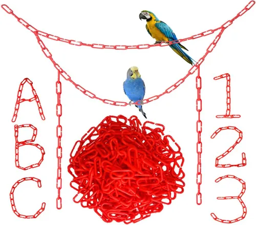 Vista 12 de 200 piezas de eslabones de plástico negro y juguetes - Clip en C entrelazado para jaula de pájaros accesorios para periquitos, planeadores