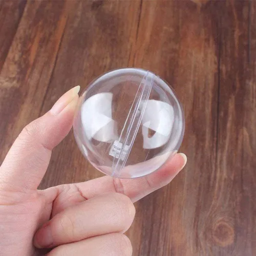 Vista 6 de 24 unidades de bolas de plástico acrílico transparentes rellenables, bolas transparentes de bricolaje para adornos de árbol de Navidad, decoraciones