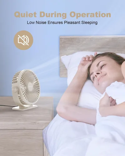 Vista 3 de TriPole Ventilador de Escritorio USB Pequeño Ventilador Personal Portátil, 3 Velocidades Ajustables Brisa Fuerte Mini Ventilador Eléctrico, Rotación