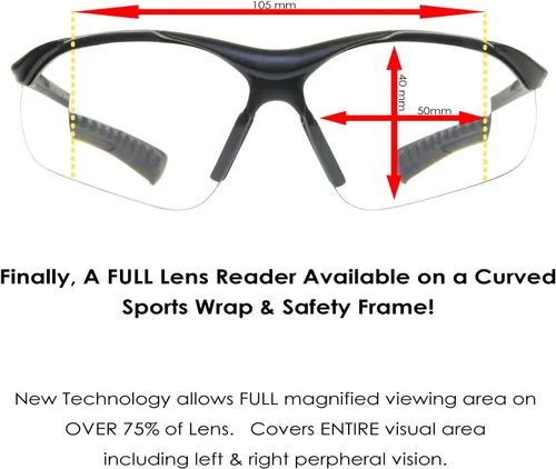 Vista 4 de proSPORT Gafas de seguridad para lector de lentes completas, transparentes o ahumadas, curva envolvente, no bifocales