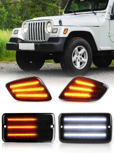 Vista 8 de Luces direccionales delanteras ámbar para Jeep Wrangler TJ 1997 1998 1999 2000 2001 2002 2003 2004 2005 2006, DRL luces de estacionamiento