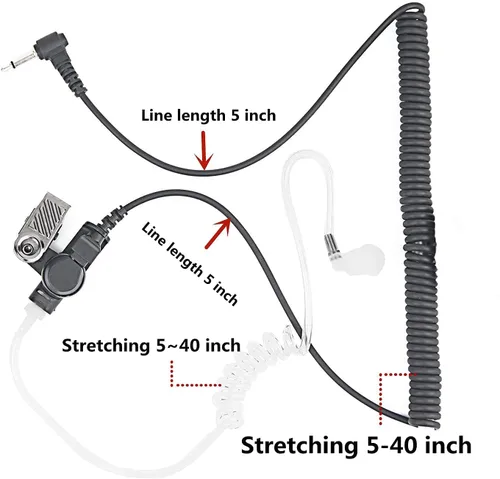Vista 6 de WODASEN Auricular de 0.138 in solo escucha 1 pin receptor de tubo acústico Walkie Talkies Auriculares de vigilancia para radios bidireccionales
