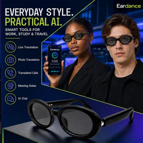 Vista 3 de GenXenon Negro Cat-Eye Chic Smart Translation Gafas de sol polarizadas Marrón