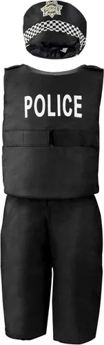 Vista 4 de Jeowoqao Conjunto de disfraces para niños, juego de rol, 11 piezas, traje de pirata, chef, trabajador de construcción, disfraz de policía para niños