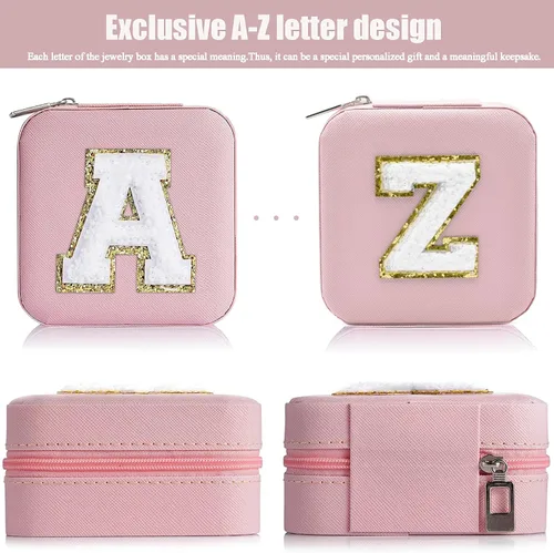 Vista 5 de MODENGKONGJIAN Joyero de viaje para mujer, a la moda, para anillos, collares, aretes, joyería, caja organizadora, pequeña, portátil, personalizada