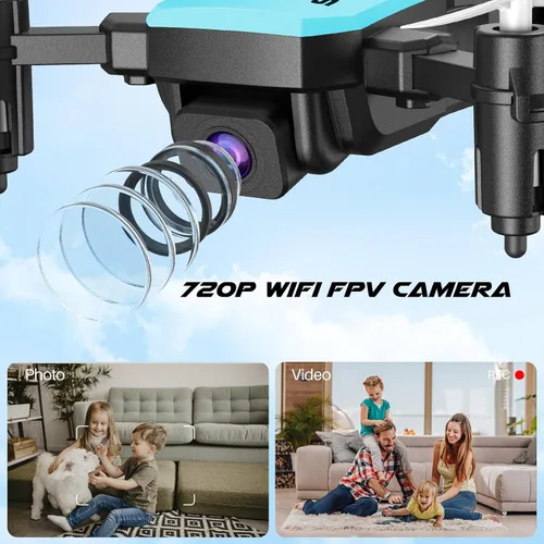 Vista 2 de SIMREX X300C Mini Drone con Cámara 720P HD FPV, Cuadricóptero a Control Remoto Plegable con Mantenimiento de Altitud, Flip 3D, Modo Sin Cabeza