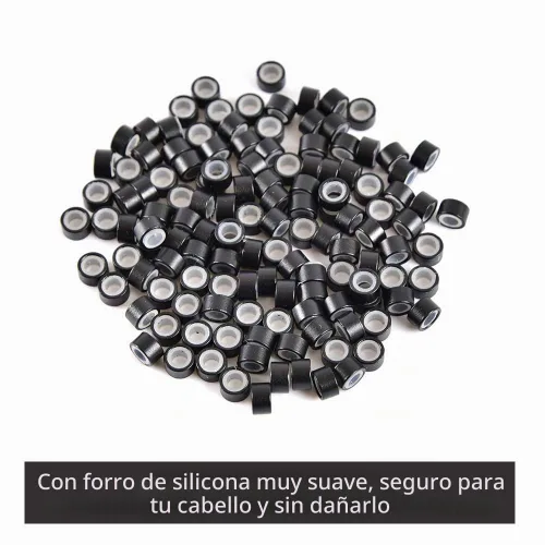 Vista 5 de 1000 anillos de microeslabones de silicona de alta calidad, cuentas forradas de 0.197 in para extensiones de cabello con punta I