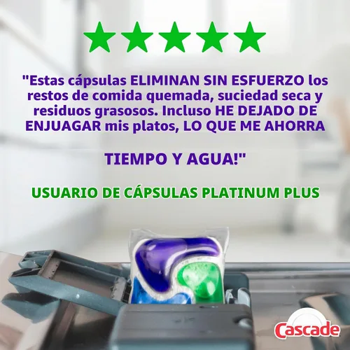 Vista 9 de Cascade Platinum Plus cápsulas para lavavajillas, detergente para platos, aroma limpio a limón, 62