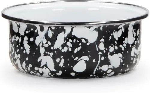 Vista 2 de Golden Rabbit Enamelware - Juego de 4 cuencos de sopa de 14 oz (remolino negro)