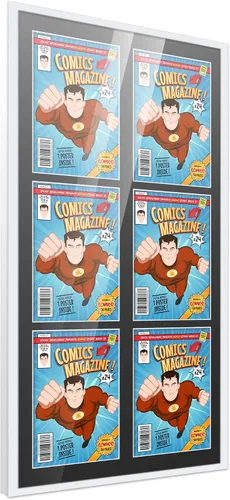Vista 14 de Poster Palooza Marco de cómic con paspartú para 1 cómic de la Edad de Bronce publicado entre 1970 y 1985, marco de cómic negro para cómic de 7.25 x