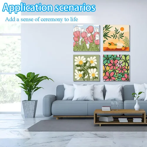 Vista 4 de UMOART Pintura enmarcada por números para niños, paquete de 4 pinturas por números para niños de 4 a 8 a 12 años, kits de pintura por números